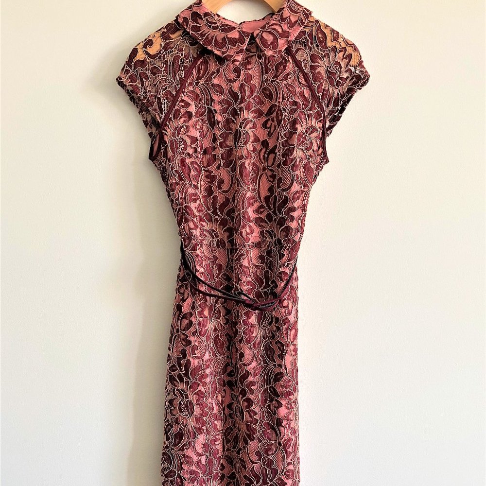 New York & Company Lace Belted Dress